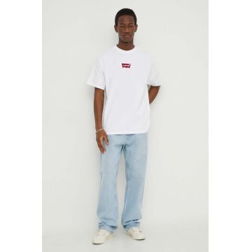 Levi's tricou din bumbac barbati, culoarea alb, cu imprimeu