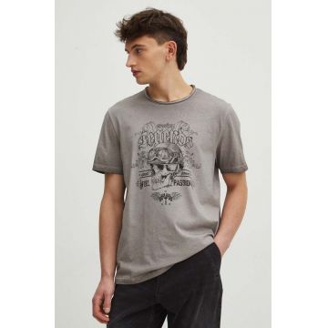 Medicine tricou din bumbac barbati, culoarea bej, cu imprimeu