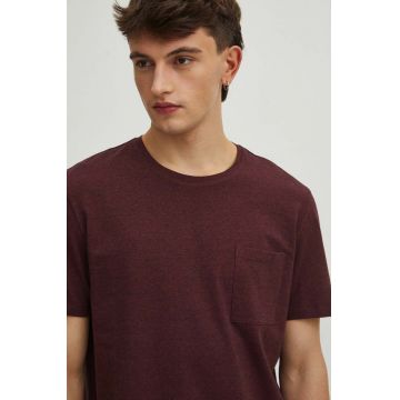 Medicine tricou din bumbac barbati, culoarea bordo, melanj