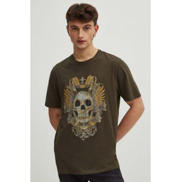 Medicine tricou din bumbac barbati, culoarea verde, cu imprimeu