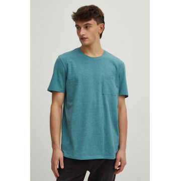 Medicine tricou din bumbac barbati, culoarea verde, melanj