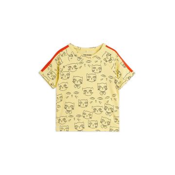 Mini Rodini tricou copii Cathlethes culoarea galben, cu imprimeu