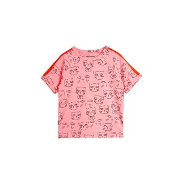 Mini Rodini tricou copii Cathlethes culoarea roz, cu model