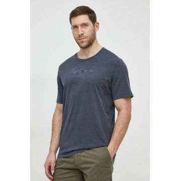 Pepe Jeans tricou din bumbac barbati, culoarea gri, cu imprimeu