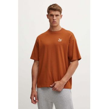 Puma tricou din bumbac BETTER CLASSICS bărbați, culoarea maro, cu imprimeu 679188