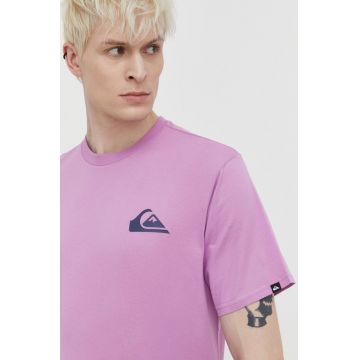 Quiksilver tricou din bumbac barbati, culoarea violet, cu imprimeu