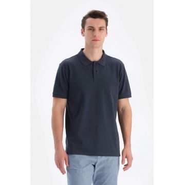 Tricou polo de bumbac cu model uni