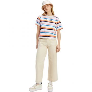 Tricou femei Tommy Jeans Stripe Logo Boxy Cropped T-Shirt DW0DW095930CS