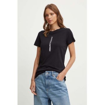 Armani Exchange tricou din bumbac femei, culoarea negru