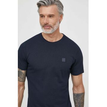 BOSS Orange tricou din bumbac bărbați, culoarea bleumarin, uni, 50508584