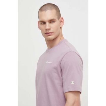 Champion tricou din bumbac bărbați, culoarea violet, uni 219787