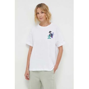 Champion tricou din bumbac femei, culoarea alb 117179