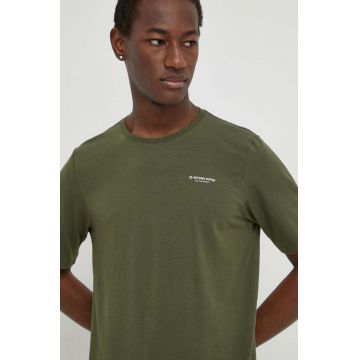 G-Star Raw tricou barbati, culoarea verde, neted