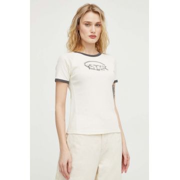 G-Star Raw tricou din bumbac femei, culoarea bej