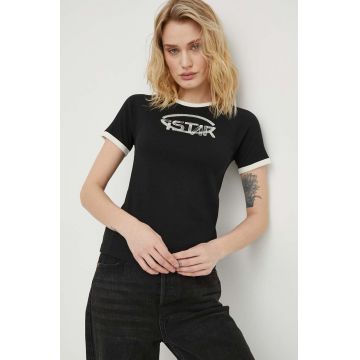 G-Star Raw tricou din bumbac femei, culoarea negru