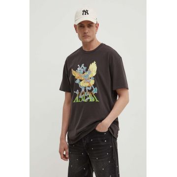 KSUBI tricou din bumbac flight biggie ss tee bărbați, culoarea gri, cu imprimeu, MPS24TE011