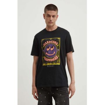 KSUBI tricou din bumbac hardcore kash ss tee bărbați, culoarea negru, cu imprimeu, MPS24TE004