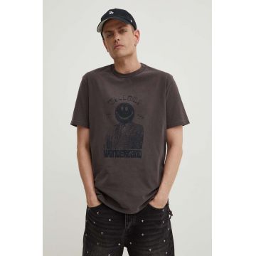 KSUBI tricou din bumbac portal kash ss tee bărbați, culoarea gri, cu imprimeu, MPS24TE014