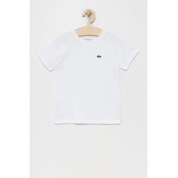 Lacoste tricou copii culoarea negru, neted