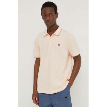 Levi's polo de bumbac culoarea portocaliu, neted