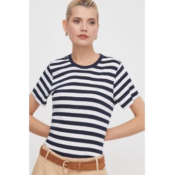 Pepe Jeans tricou din bumbac femei, culoarea albastru marin