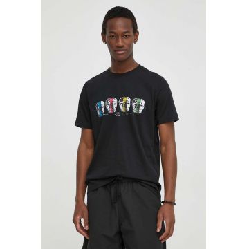 PS Paul Smith tricou din bumbac barbati, culoarea negru, cu imprimeu