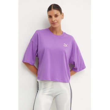 Puma tricou din bumbac femei, culoarea violet 624226