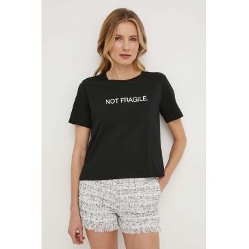 Sisley tricou din bumbac femei, culoarea negru