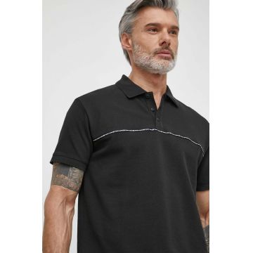 Tommy Jeans polo de bumbac culoarea negru, cu imprimeu DM0DM18926