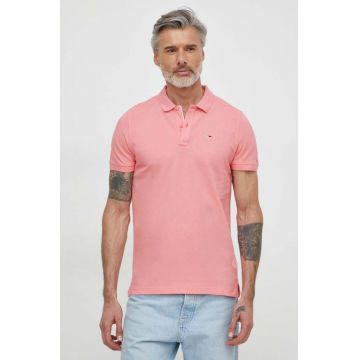 Tommy Jeans polo de bumbac culoarea roz, neted, DM0DM18312