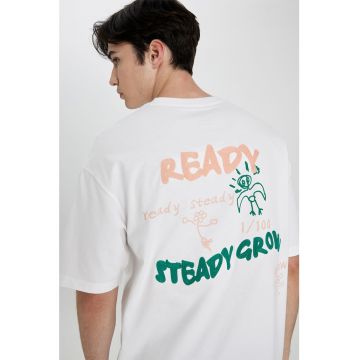 Tricou lejer cu imprimeu text pe spate