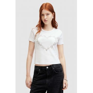 AllSaints tricou din bumbac PERTA femei, culoarea alb