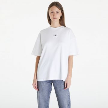 Tricou Calvin Klein Jeans Woven Label Rib Short Sleeve Tee White