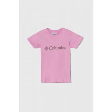 Columbia tricou de bumbac pentru copii Mission Lake Short culoarea roz