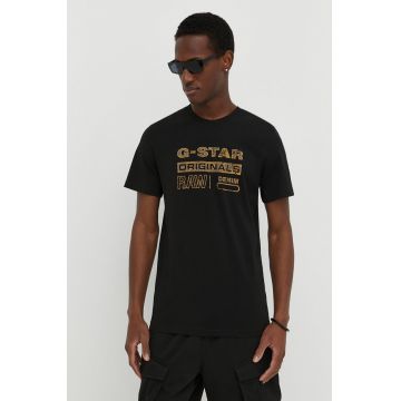 G-Star Raw tricou din bumbac barbati, culoarea negru, cu imprimeu