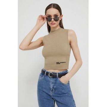 Karl Lagerfeld Jeans top femei, culoarea bej