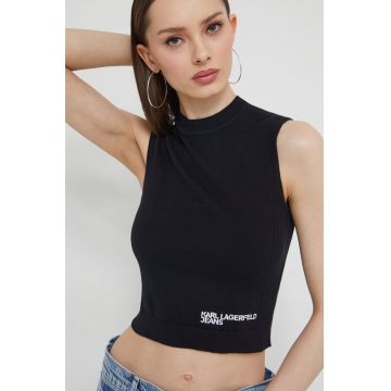 Karl Lagerfeld Jeans top femei, culoarea negru