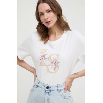 Luisa Spagnoli tricou din bumbac femei, culoarea alb