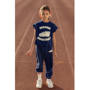 Mini Rodini top din bumbac pentru copii Jogging culoarea bleumarin, cu imprimeu