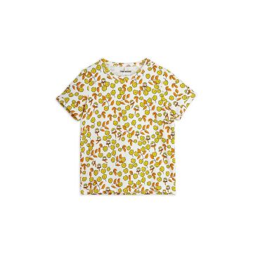 Mini Rodini tricou copii Flowers culoarea galben, cu imprimeu