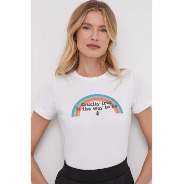 Save The Duck tricou din bumbac femei, culoarea alb