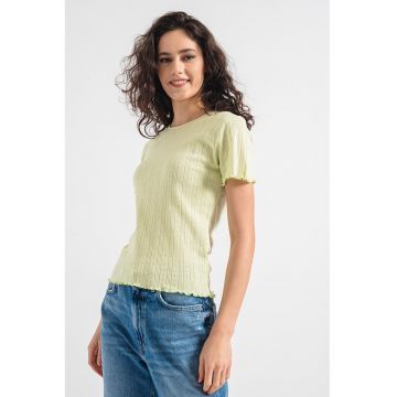 Tricou de bumbac organic cu aspect perforat alsa