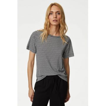 Tricou din amestec de modal si in cu model