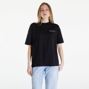 Tricou Calvin Klein Jeans Embroidered Slogan Back Tee Black