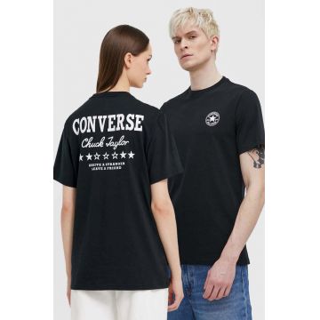 Converse tricou din bumbac culoarea negru, cu imprimeu