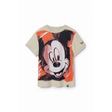 Desigual tricou de bumbac pentru copii x Mickey culoarea alb, cu imprimeu