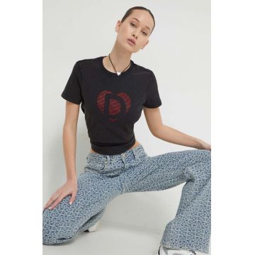 Desigual tricou femei, culoarea negru