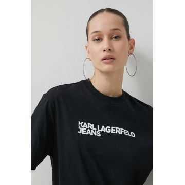 Karl Lagerfeld Jeans tricou din bumbac femei, culoarea negru