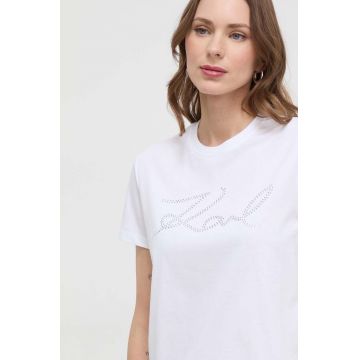 Karl Lagerfeld tricou din bumbac femei, culoarea alb