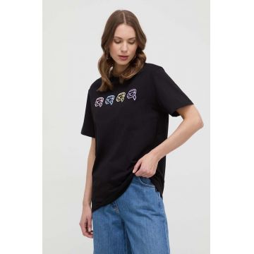 Karl Lagerfeld tricou din bumbac femei, culoarea negru